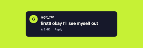 Example comment GIF made with the generator: Lime style, Pop animation